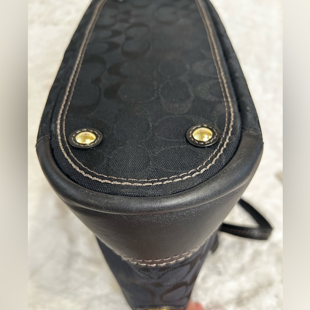 COACH SIGNATURE C GALLERY BLACK SHOULDER TOTE BAG PURSE SATCHEL - Picture 7 of 12